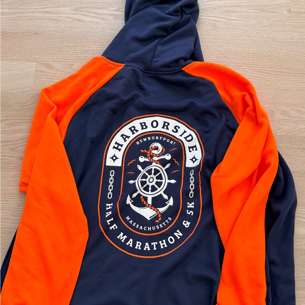Harborside Half Marathon Hoodie in Navy and Orange